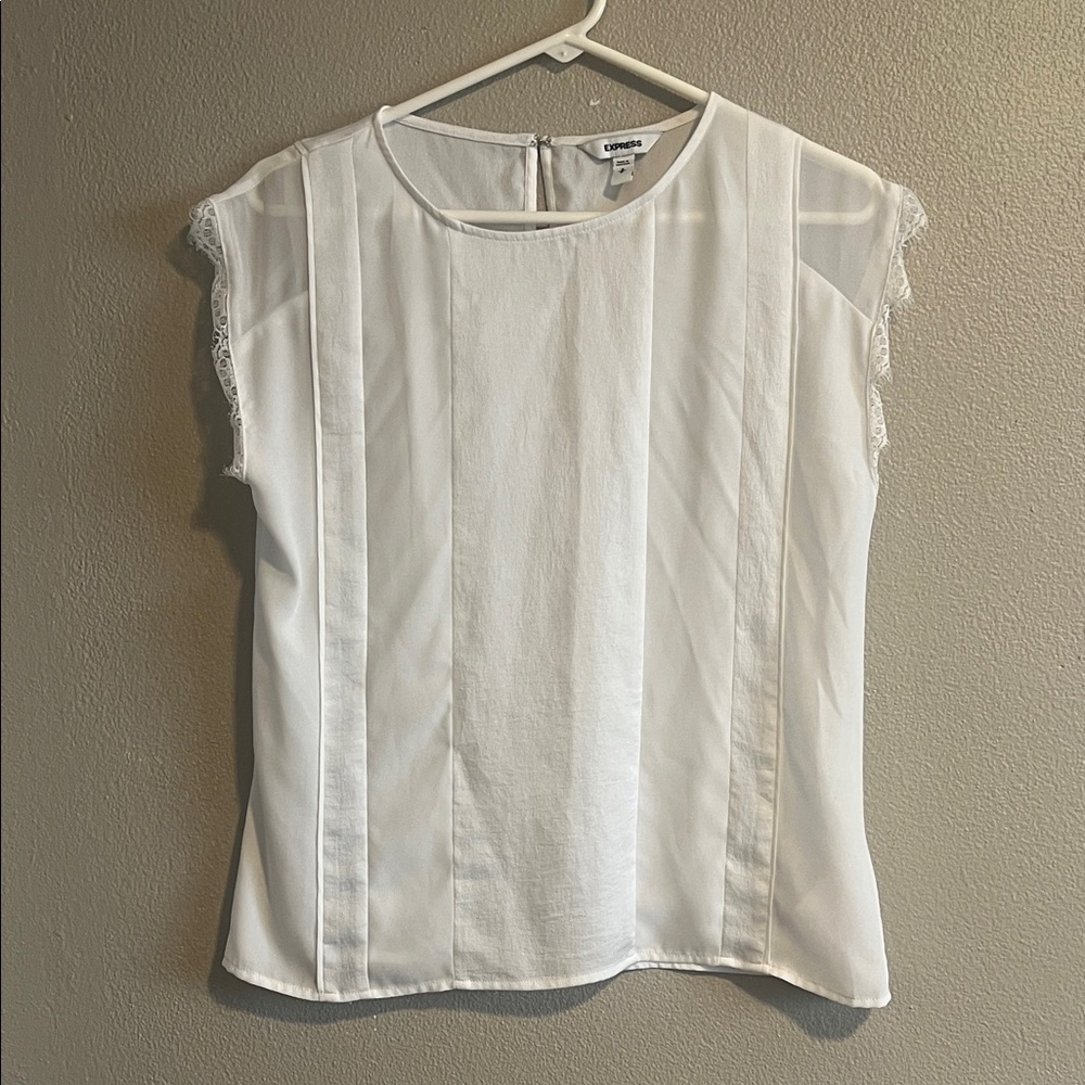 Express White Blouse with Lace Accents